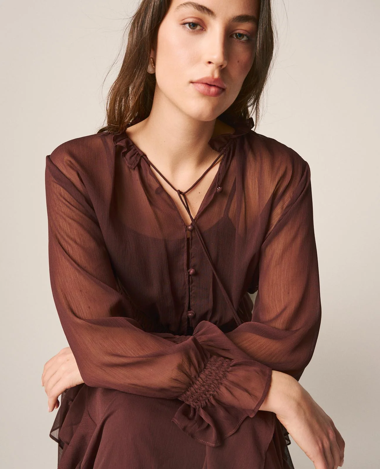 BLUSA SEMITRANSPARENTE VOLANTES - Image 3